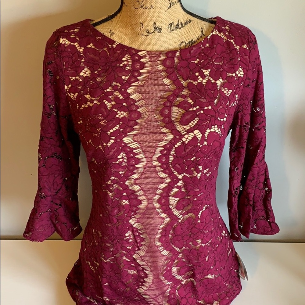 Women's Maroon Lace Dress